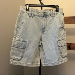 PacSun Light Blue skate Cargo Shorts baggy fit size 26 NEW